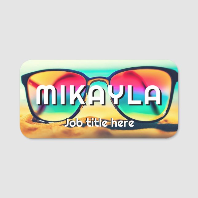 Trendy Eyeglasses on a Beach Optical   Name Tag (Front)
