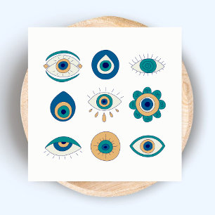 Trendy Eyelashes Salon Minimal Ocean Blue Eyes  Square Business Card