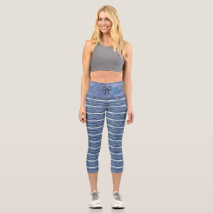 Trendy Faded Denim Look Capris Leggins Fashion