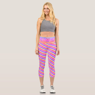 Trendy Faded Distressed Pink Purple Capris Leggins