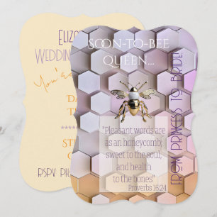 Trendy Faith Mauve Yellow Modern Hive Gold Bee  Invitation