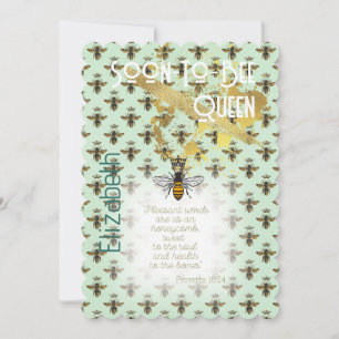 Trendy Faith Sea Green Bee Matrix Gold Invitation