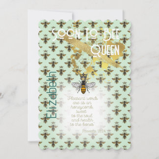 Trendy Faith Sea Green Bee Matrix Gold Invitation