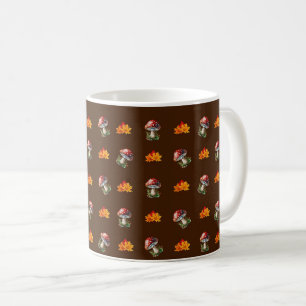 Trendy Fall Autumn Leaves Mushrooms Fungi Brown Coffee Mug