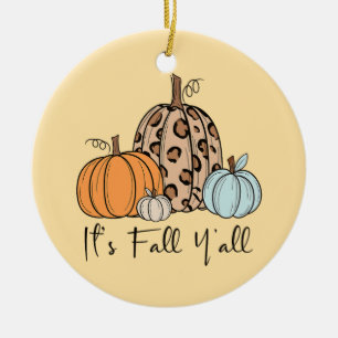 Trendy Fall Pumpkin “It’s Fall Y’all” Quote Ceramic Tree Decoration