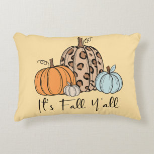 Trendy Fall Pumpkin “It’s Fall Y’all” Quote Decorative Cushion