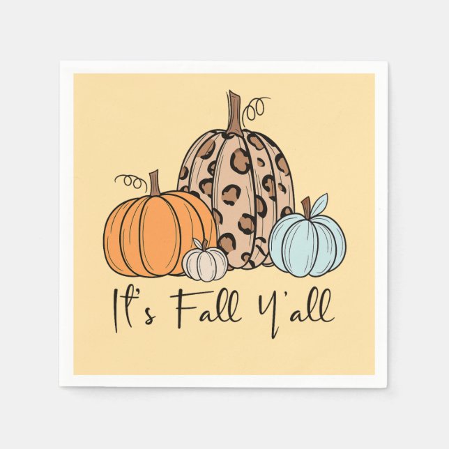 Trendy Fall Pumpkin | “It’s Fall Y’all” Quote Napkin (Front)
