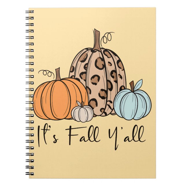 Trendy Fall Pumpkin | “It’s Fall Y’all” Quote Notebook (Front)