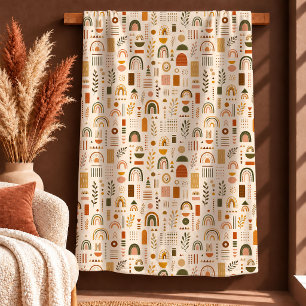Trendy Fall Terracotta Copper Boho Rainbow Blanket