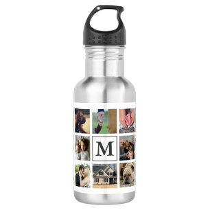 Trendy Family Photo Collage & Monogram 532 Ml Water Bottle