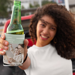 Trendy Family Photo   Green Happy Blessed Easter  Can Cooler
