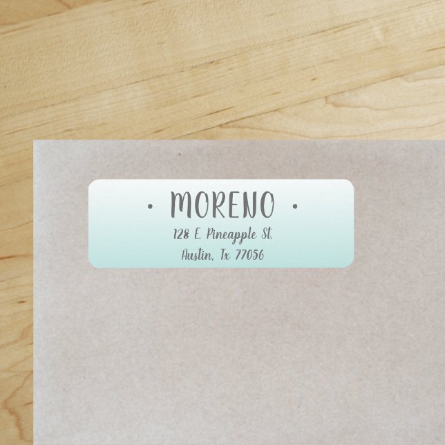 Trendy | Family | Teal Gradient | Return Address ("Everyday is abundantly beautiful." 
Sincerely Best Wishes from Lucky Design World)