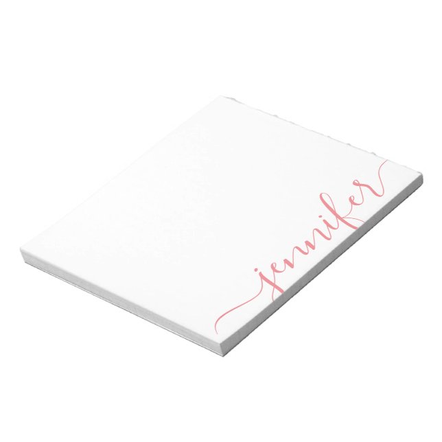 Trendy Fancy Script Name, Personalised Pink  Notepad (Rotated)