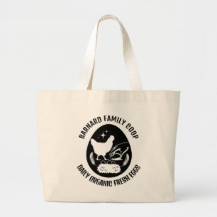 Trendy Farmhouse Organic Fresh Eggs Chicken Gift Large Tote Bag