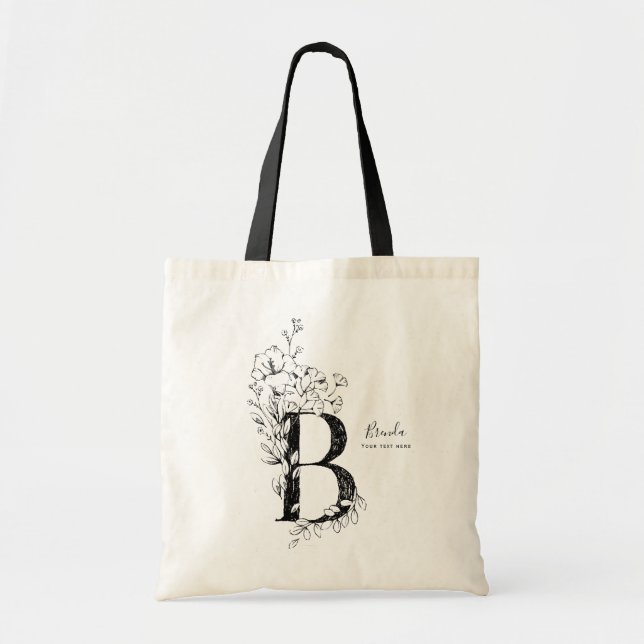 Trendy farmhouse rustic Letter B monogrammed Tote Bag (Front)