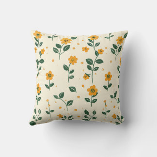 Trendy Farmhouse Stylish Girly Floral Green Yellow Cushion