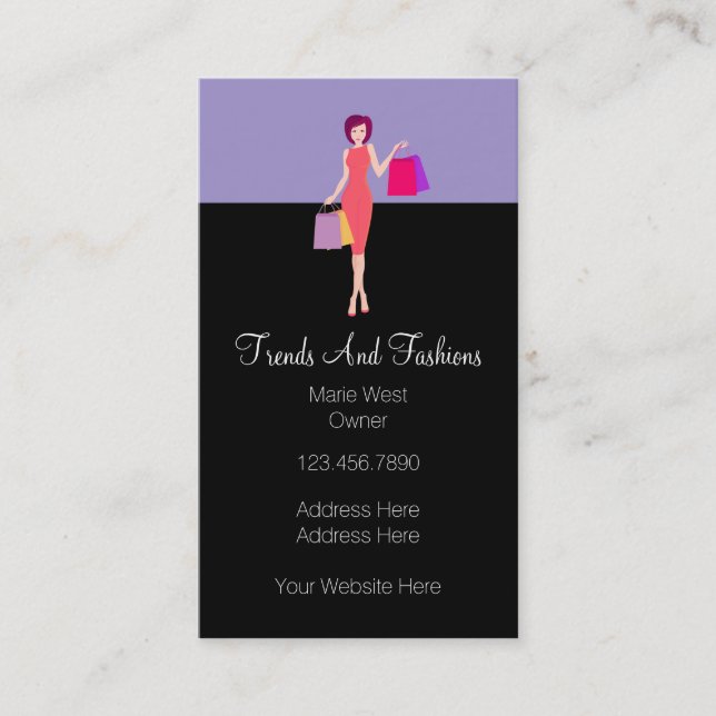 Trendy Fashion Boutique Retail Business Card (Front)