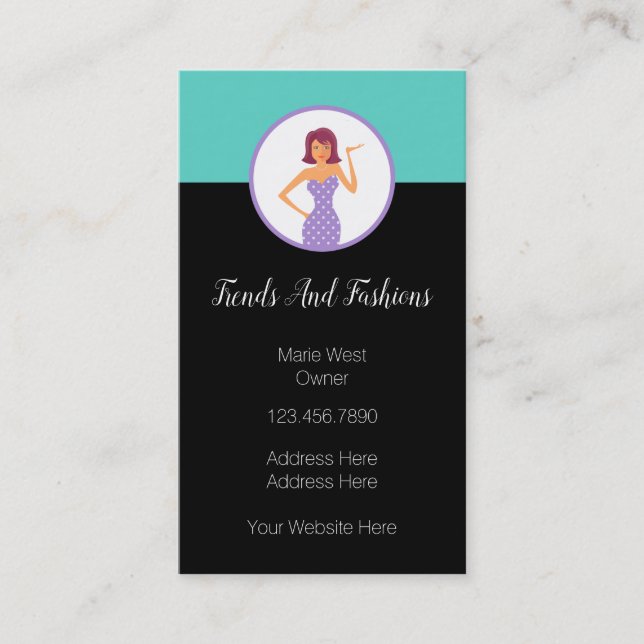 Trendy Fashion Boutique Theme Business Card (Front)
