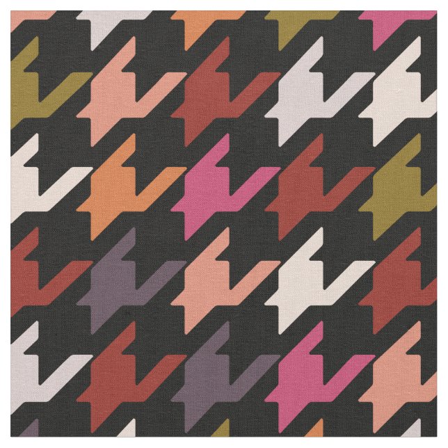 Trendy fashion colourful houndstooth pattern fabric (Close Up)