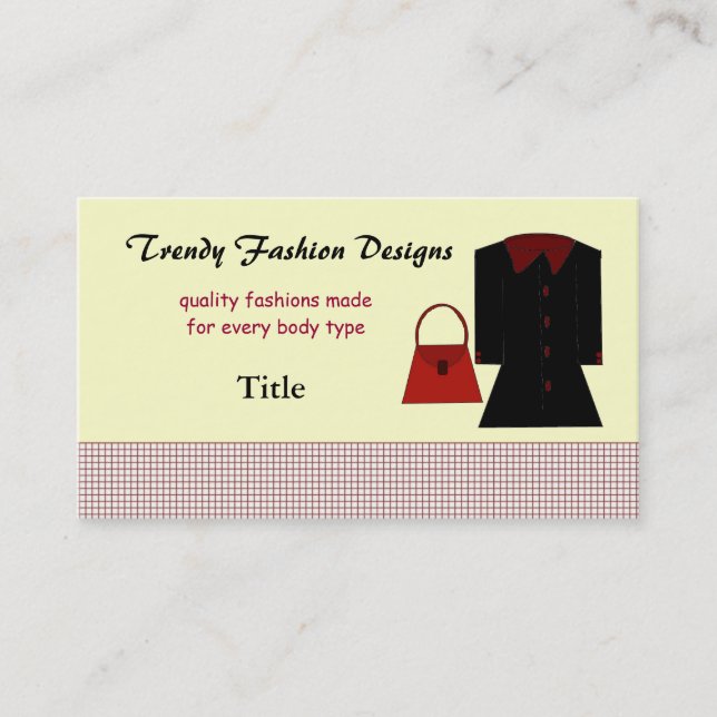 Trendy Fashion Designs Business Business Card (Front)