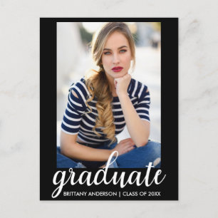 Trendy Fashion Graduation Party Photo Invitation B Postcard