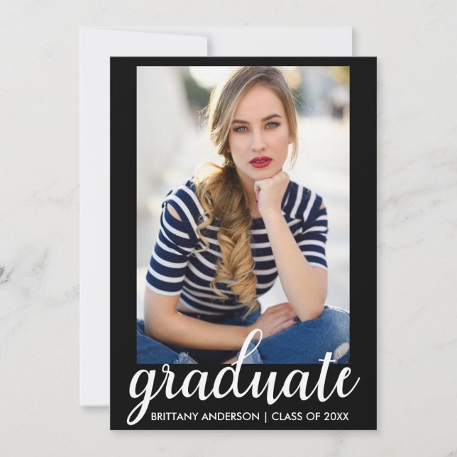 Trendy Fashion Graduation Photo Announcement (Front)