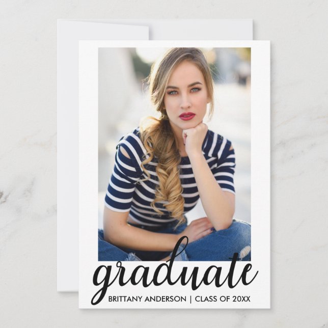 Trendy Fashion Graduation Photo Announcement W (Front)