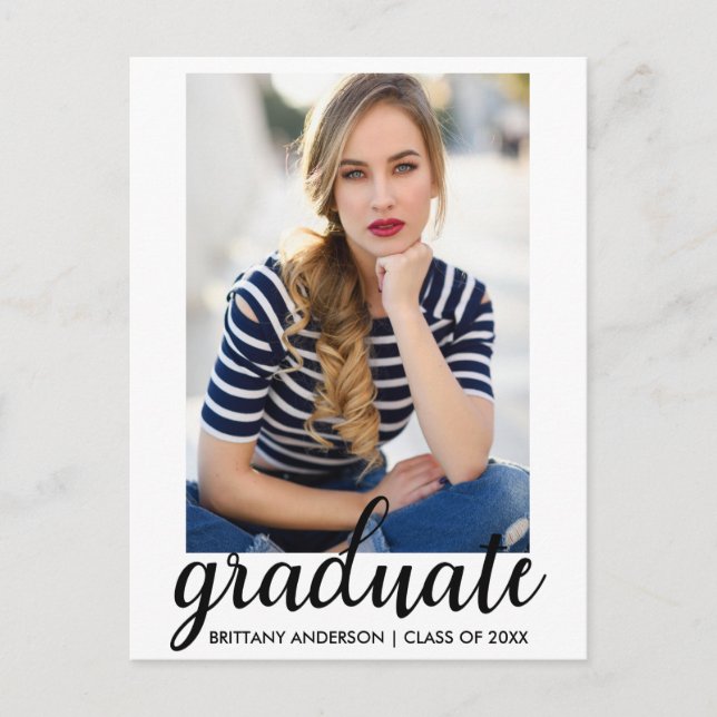 Trendy Fashion Graduation Photo Announcement W (Front)
