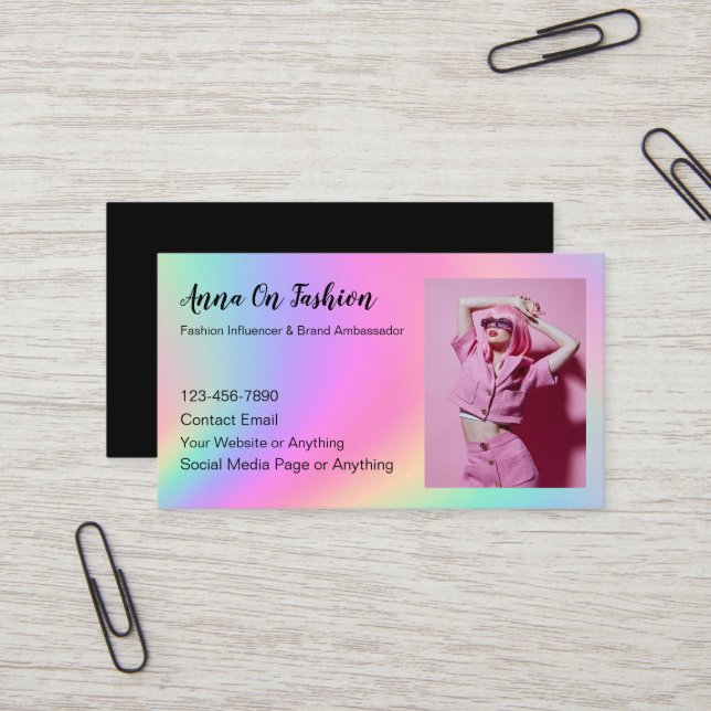 Trendy Fashion Influencer And Promotional Business Card (Front/Back In Situ)