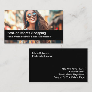 Trendy Fashion Influencer Photo Business Cards 