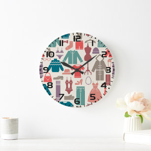 Trendy Fashion Pattern Stylish Clothing Graphic  Large Clock