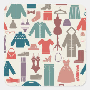 Trendy Fashion Pattern Stylish Clothing Graphic Square Sticker