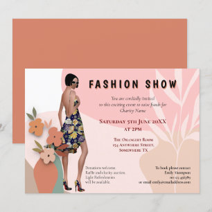 Trendy Fashion Show Event Abstract Shapes Model Invitation