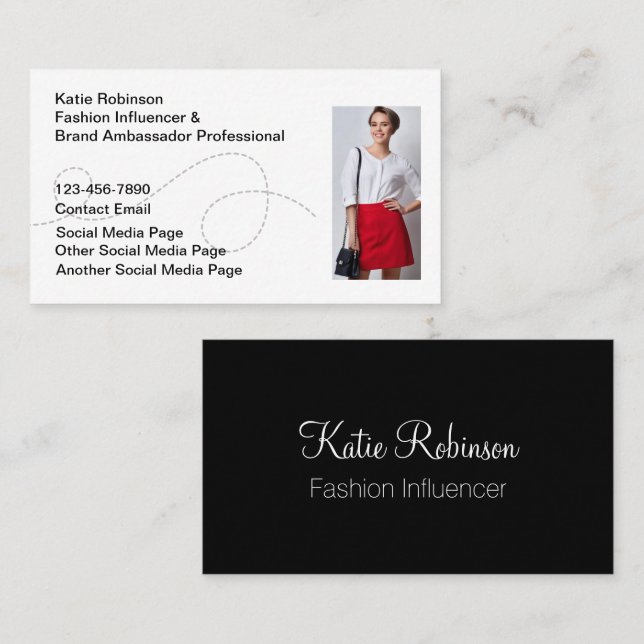 Trendy Fashion Social Media Influencer Business Card (Front/Back)