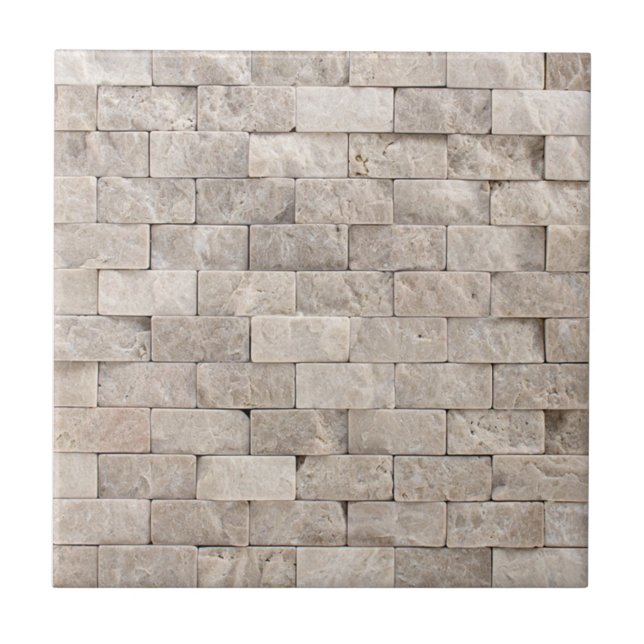 Trendy Faux 3D Stone Brick Mosaic Pattern Tile (Front)
