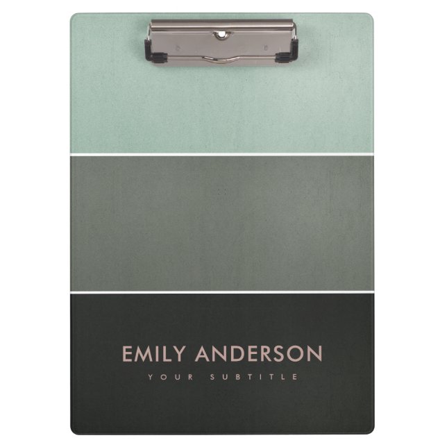 TRENDY FAUX AQUA BLUE GOLD STEEL GREY BLACK STRIPS CLIPBOARD (Front)