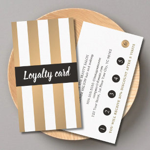 Trendy Faux Gold Black Stripes Beauty Loyalty Card