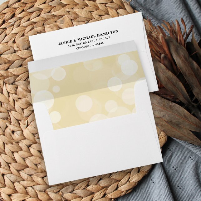 Trendy Faux Gold Bokeh Pattern Lined Envelope (Creator Uploaded)