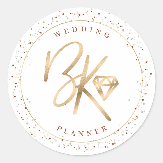 Trendy Faux Gold Foil Confetti Custom Company Logo Classic Round Sticker (Front)