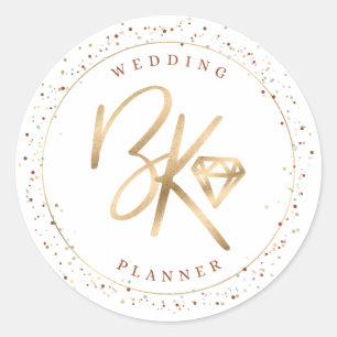 Trendy Faux Gold Foil Confetti Custom Company Logo Classic Round Sticker