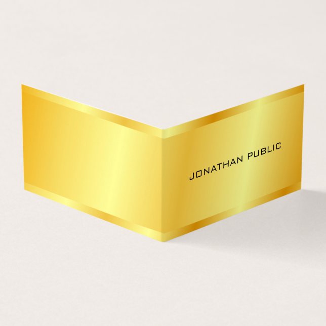 Trendy Faux Gold Metallic Look Modern Template Business Card (Outside)