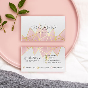 Trendy Faux Gold & Rose Pink Geometric Design Business Card