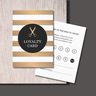 Trendy Faux Gold Striped Grey Hair Loyalty Card