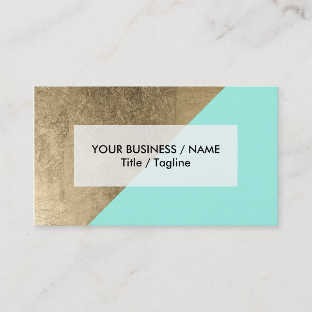Trendy faux gold turquoise modern chic colour business card (Front)