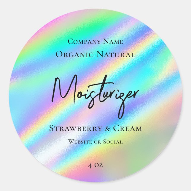 Trendy Faux Holographic Beauty Product Label (Front)