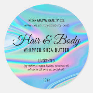 Trendy Faux Holographic Rainbow Body Butter Label