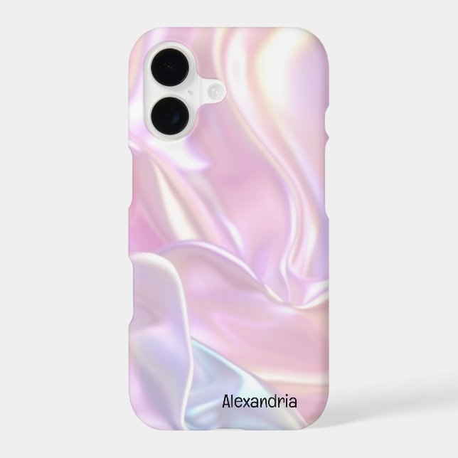 Trendy Faux Holographic Waves Opal iPhone Case (Back)