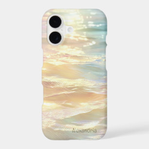 Trendy Faux Holographic Waves Opal iPhone Case