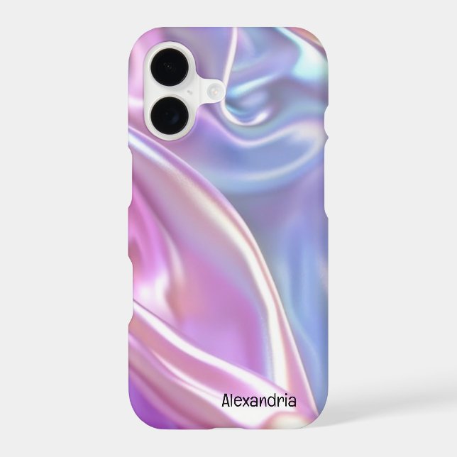 Trendy Faux Holographic Waves Opal iPhone Case (Back)