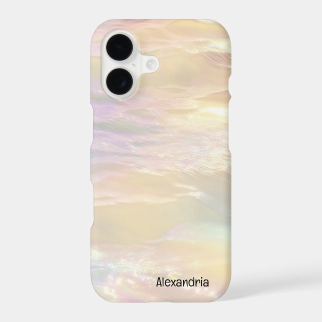 Trendy Faux Holographic Waves Opal iPhone Case (Back)
